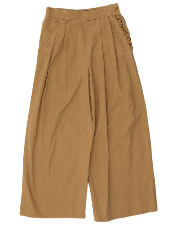 Zara Pantalon large taille haute pour femme Petit W26 L26 Coton beige
