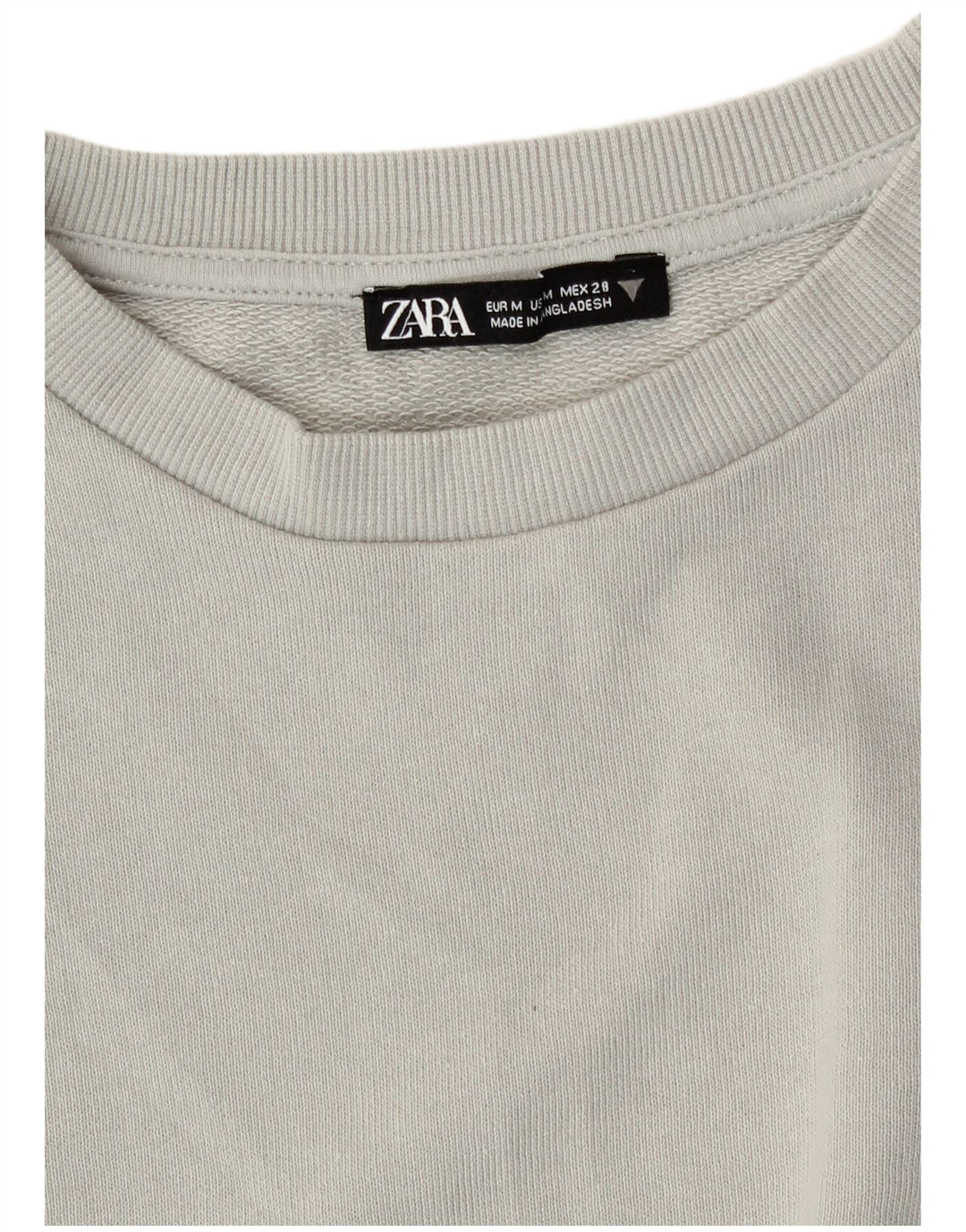 Zara Womens Crop Sweatshirt Jumper UK 14 Coton Gris Moyen