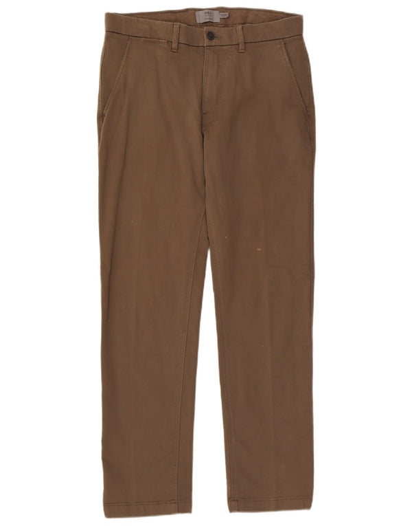 Marks & Spencer Pantalon Chino Droit Homme W32 L31 Marron Coton