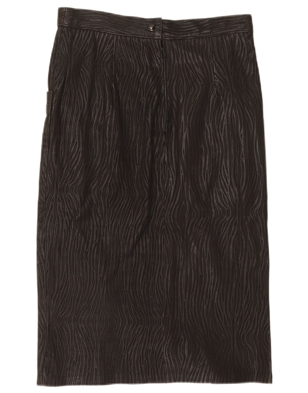 jupe en cuir femme vintage IT 46 Large W30 Black Animal Print
