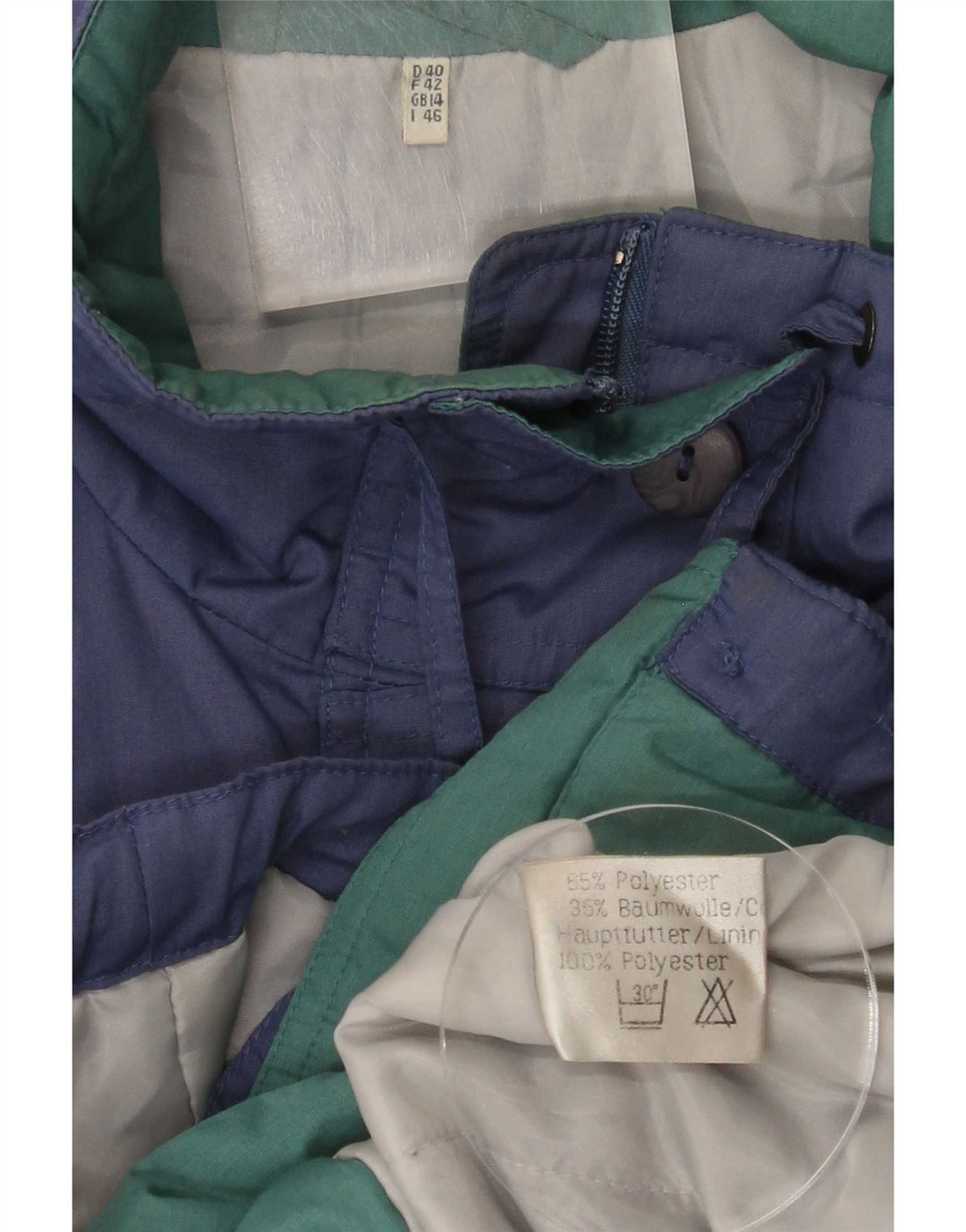 vintage Femme Manteau rembourré surdimensionné UK 14 Grand Polyester Bleu
