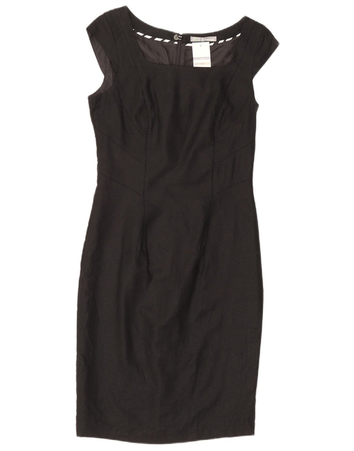 MARKS & SPENCER Robe fourreau pour femme UK 8 Petit Lin Noir