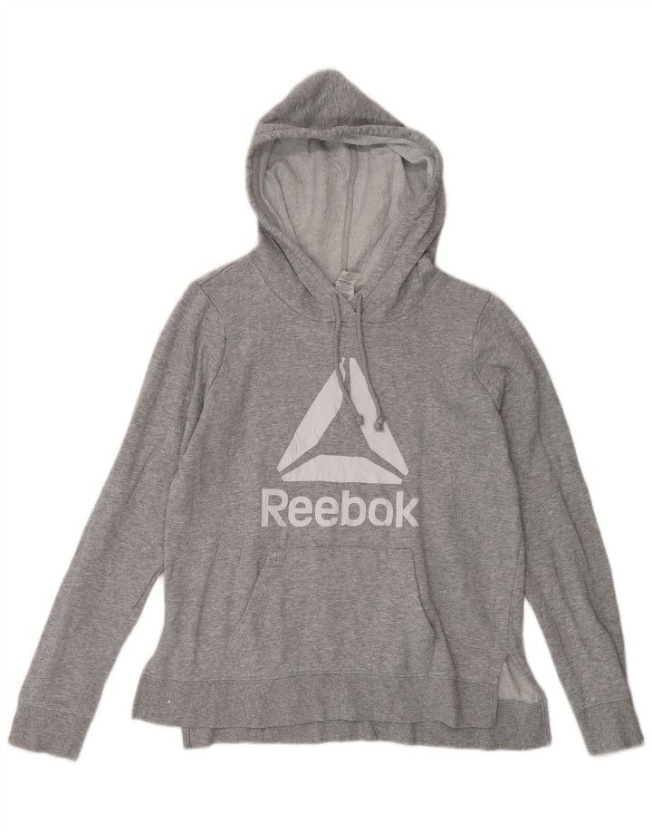 REEBOK Pull à capuche graphique pour femme UK 44 Gris moyen chiné en coton