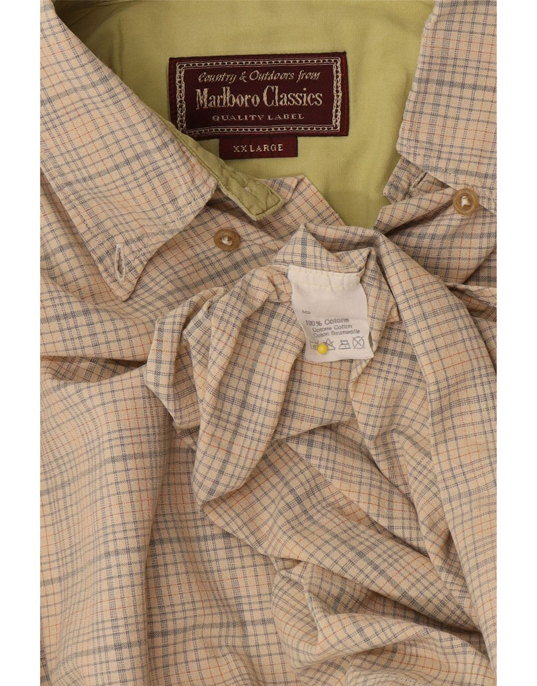Marlboro Classics Chemise Homme 2XL Coton à Carreaux Beige