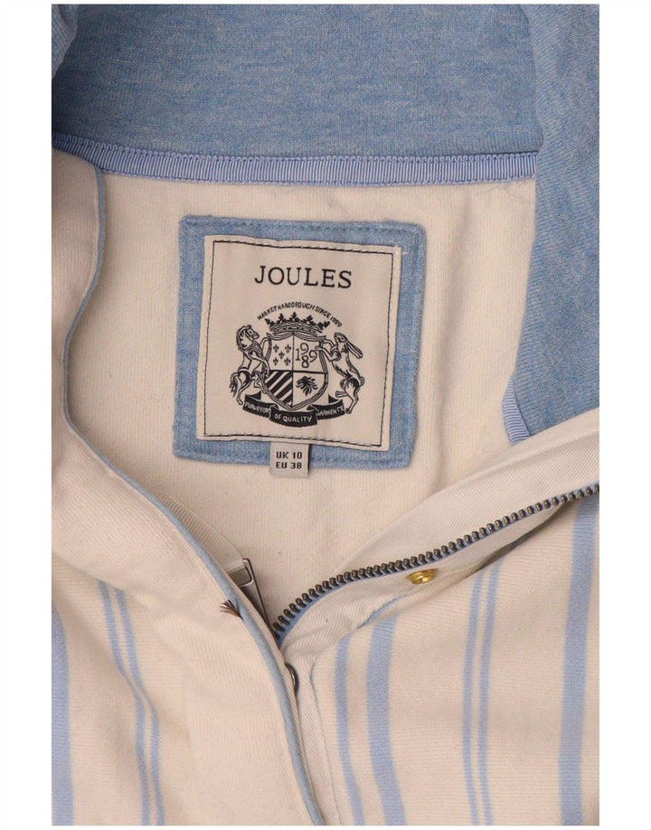 Joules Sweat-shirt à col zippé pour femme UK 10 Petit coton rayé blanc