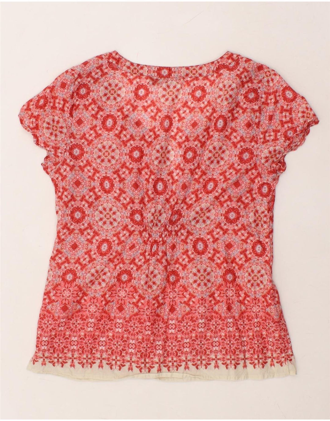 EDDIE BAUER Womens Abstract Pattern Blouse Top UK 16 Large Red Colourblock Vintage Eddie Bauer and Second-Hand Eddie Bauer from Messina Hembry 