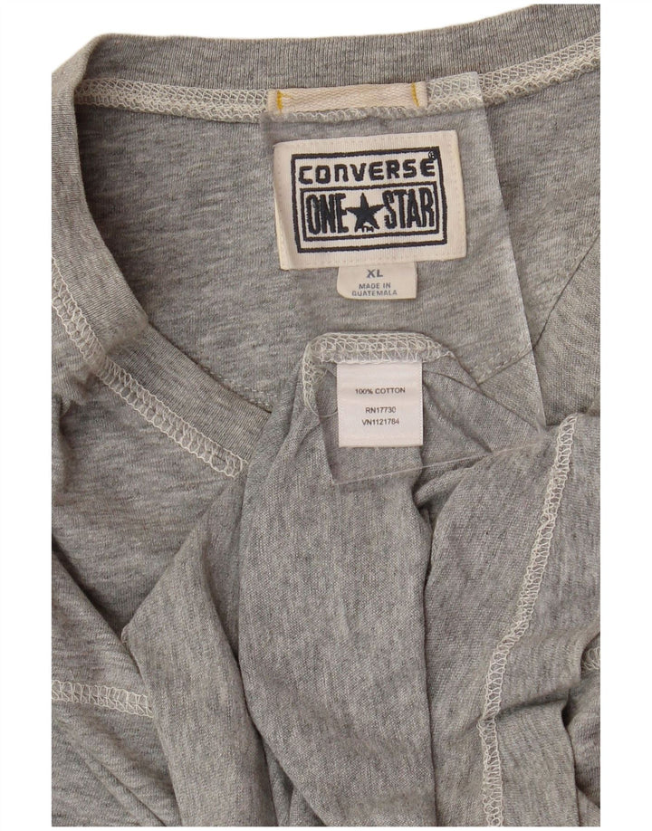 CONVERSE T-Shirt Graphique Homme Top XL Gris Coton
