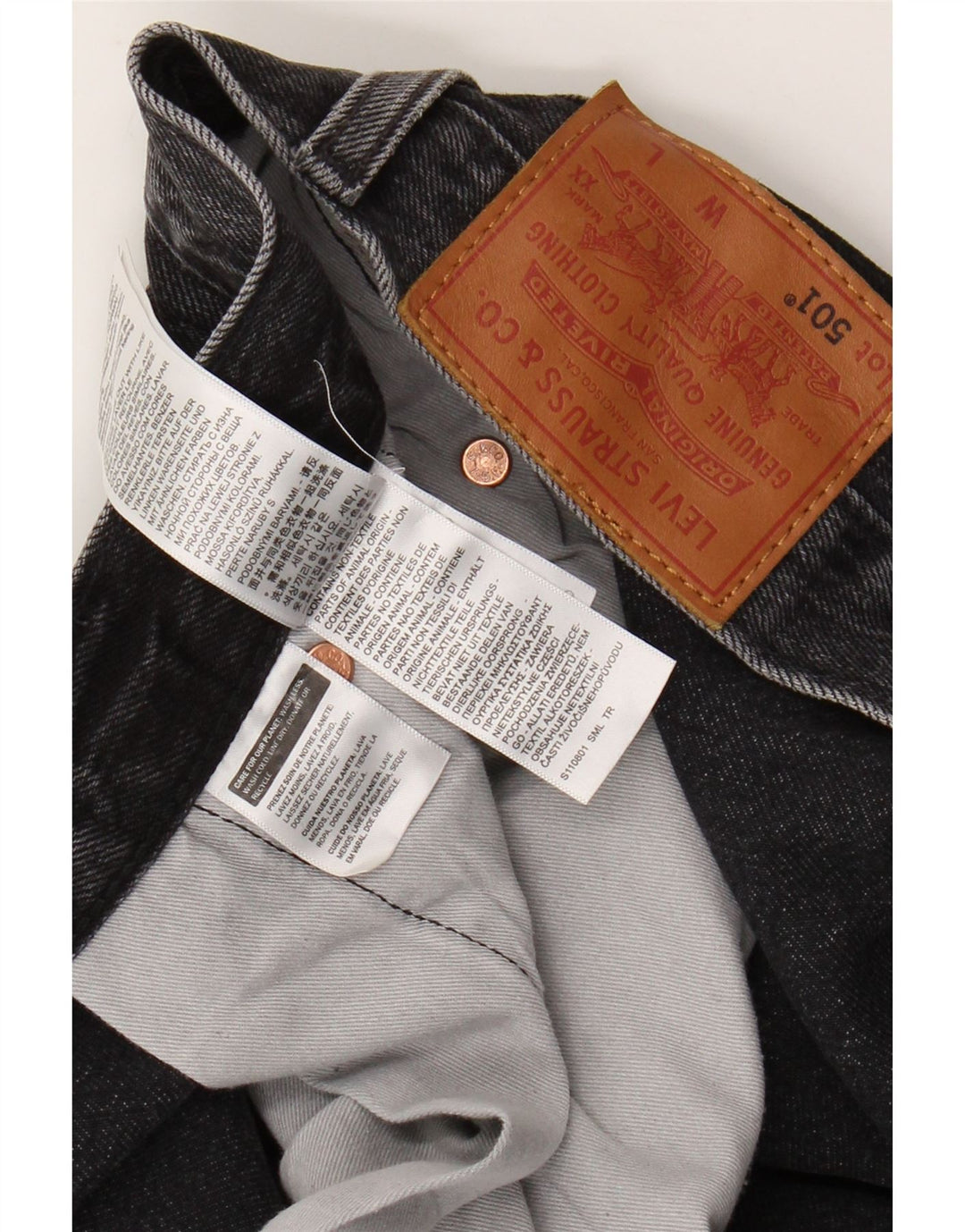 LEVI'S Jean 501 Cropped Homme Gris W48 L26 Coton