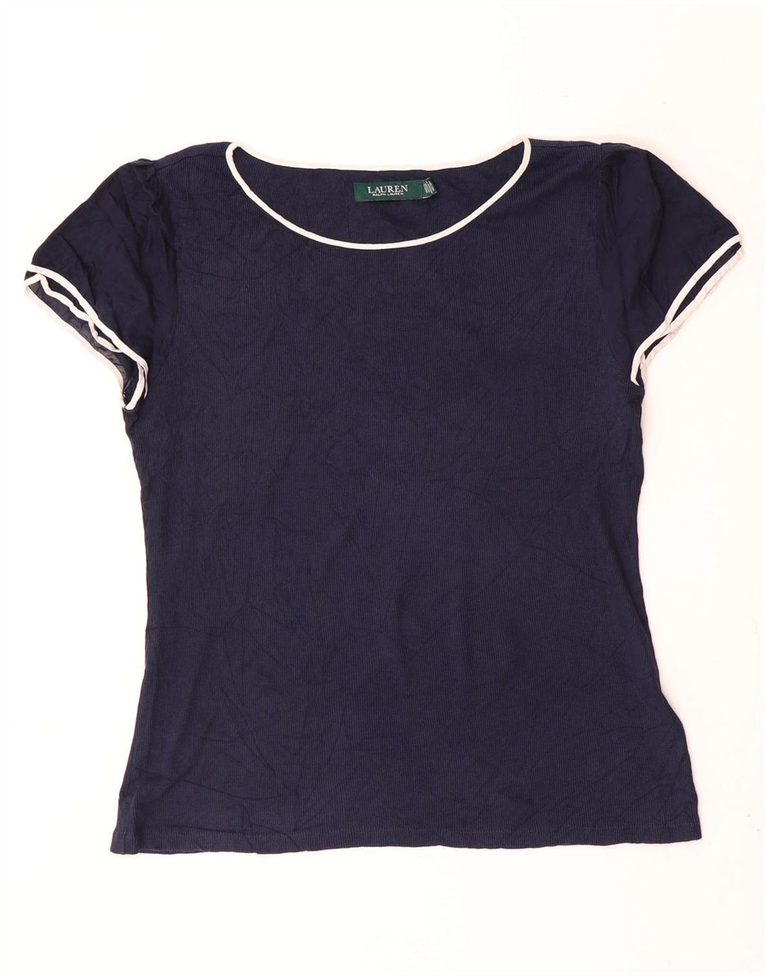 Ralph Lauren T-Shirt Femme Top UK 14 Large Bleu Marine Coton