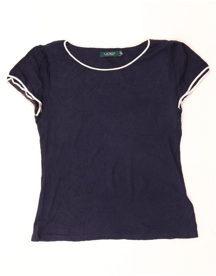 Ralph Lauren T-Shirt Femme Top UK 14 Large Bleu Marine Coton