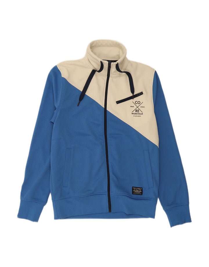 JACK & JONES Mens Graphic Tracksuit Top Jacket Medium Blue Colourblock