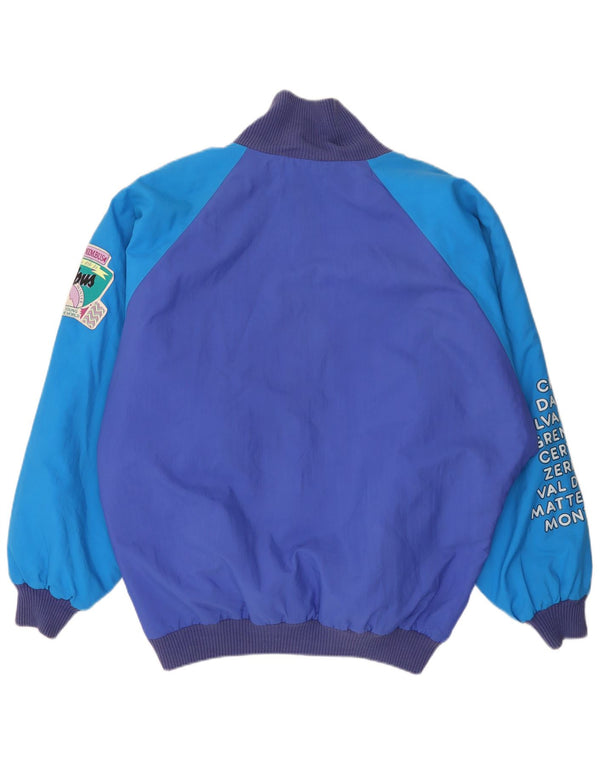 vintage Mens Loose Fit Graphic Coupe-vent Veste UK 38 Bleu Moyen