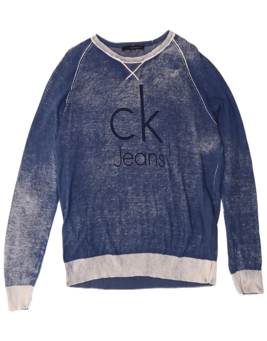 CALVIN KLEIN JEANS Pull col bateau pour homme Bleu Tie Dye