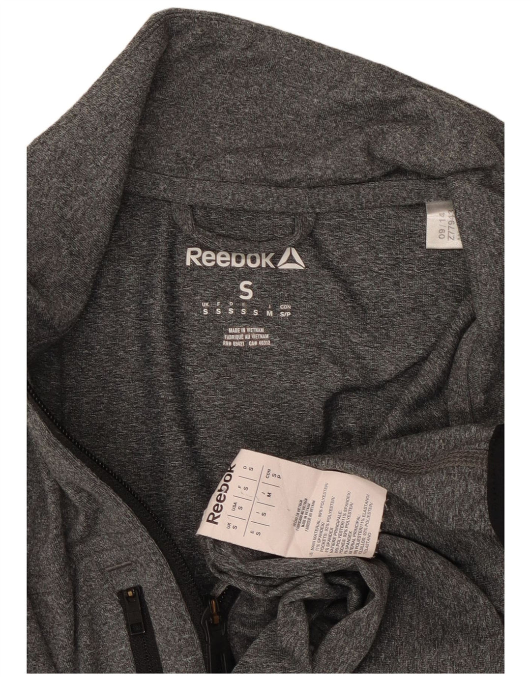 REEBOK Haut de survêtement à col zippé pour homme Petit gris Polyester