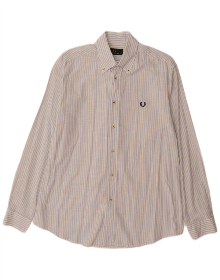 Fred Perry Chemise homme grand coton à fines rayures bleues