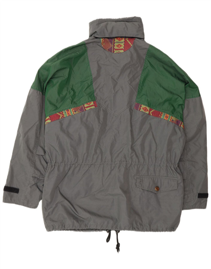 veste utilitaire à capuche vintage pour hommes UK 38 Polyester colorblock gris moyen