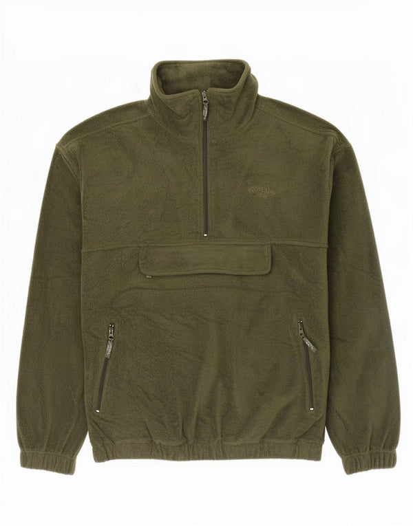 vintage Mens Anorak Fleece Jumper Grand Kaki Polyester