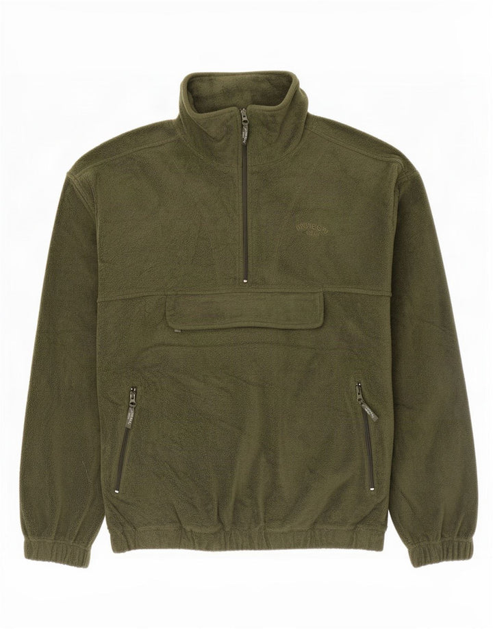 vintage Mens Anorak Fleece Jumper Grand Kaki Polyester