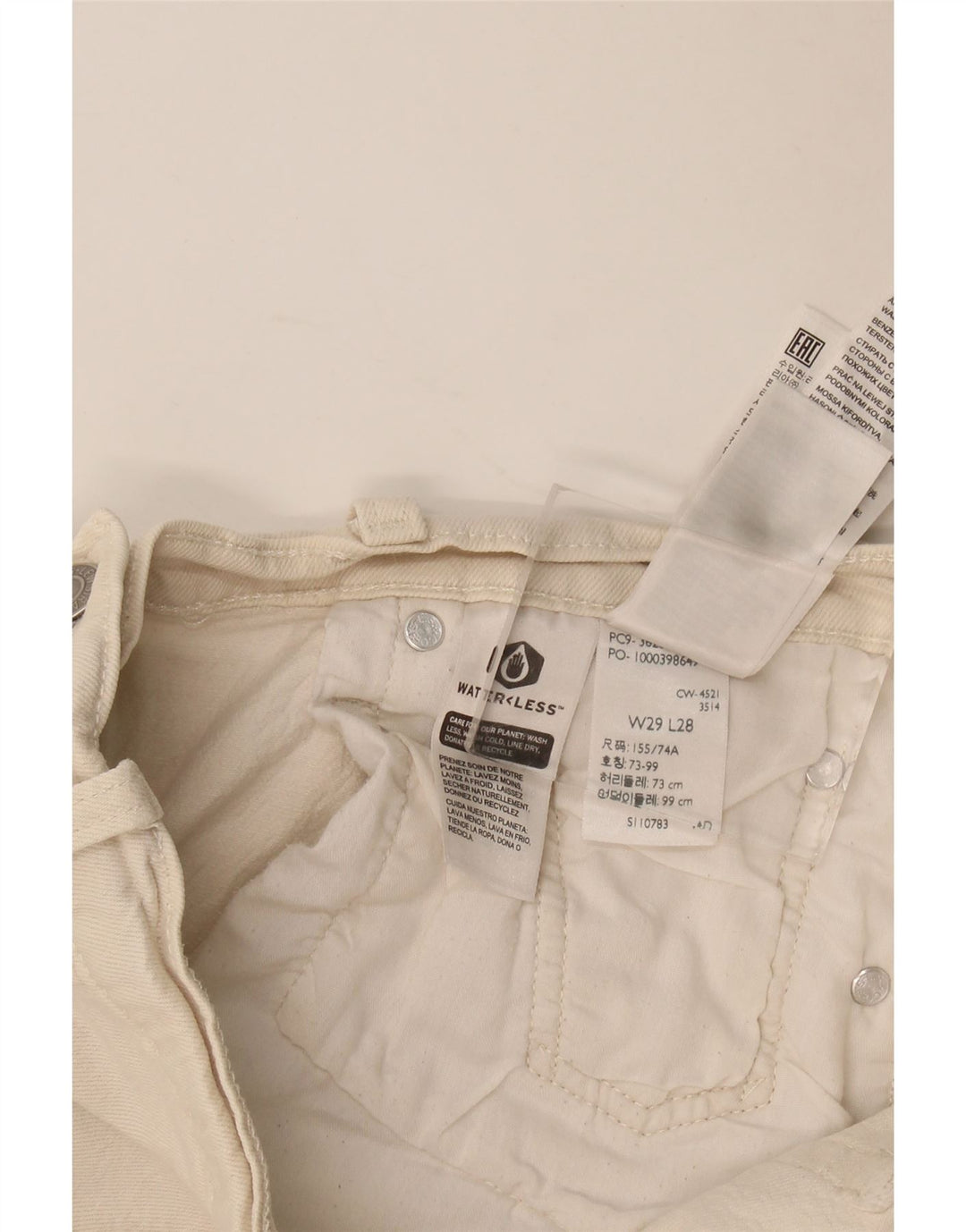 Levi's Jean Droit 501 Femme W29 L28 Blanc Cassé Coton