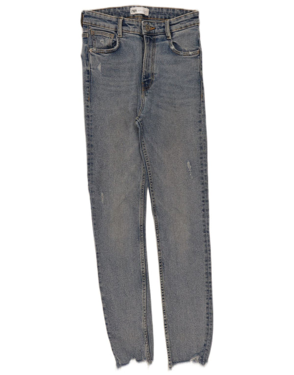 Zara Jean skinny taille haute effet vieilli pour femme EU 36 XS W26 L27 Bleu