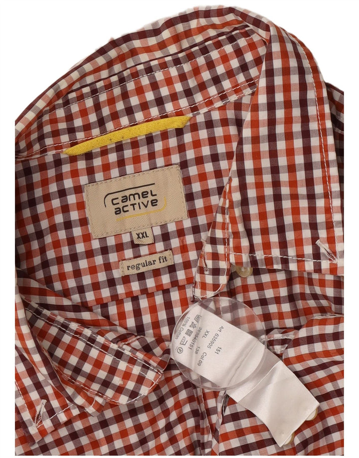 Camel Active Chemise à manches courtes pour homme Coupe régulière 2XL Rouge Vichy Coton