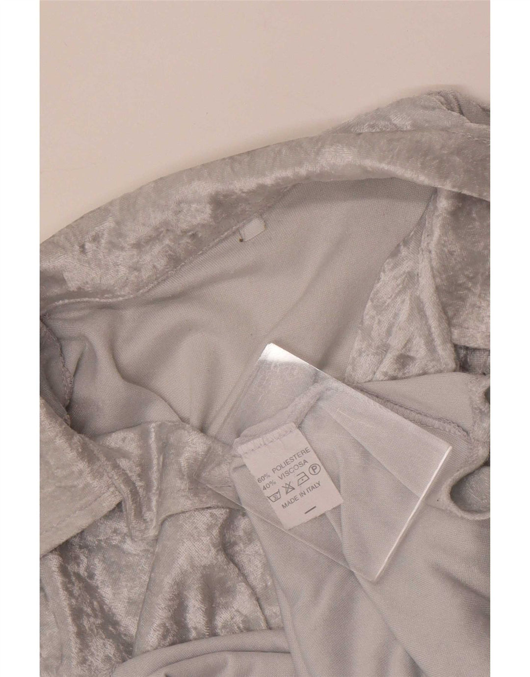 vintage Femme Velours Chemise Blouse UK 12 Polyester Gris Moyen