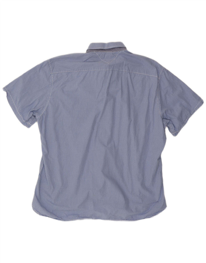 TOMMY HILFIGER Chemise à manches courtes pour homme sur mesure 2XL en coton vichy bleu