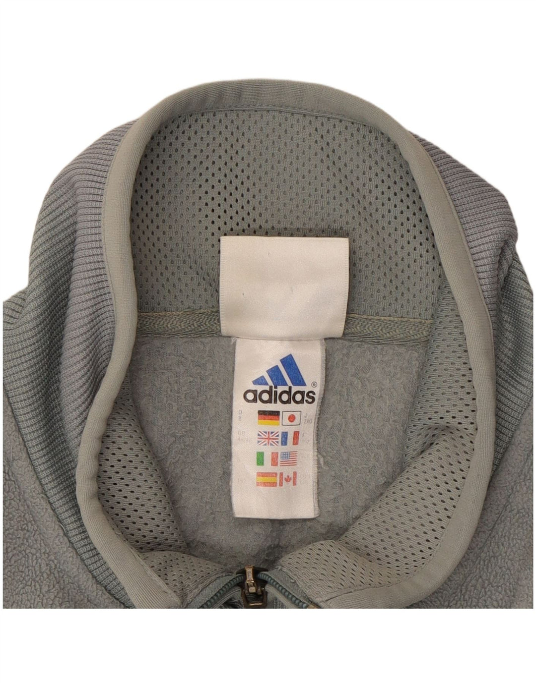 ADIDAS Mens Fleece Jacket UK 44/46 Large Grey Polyester
