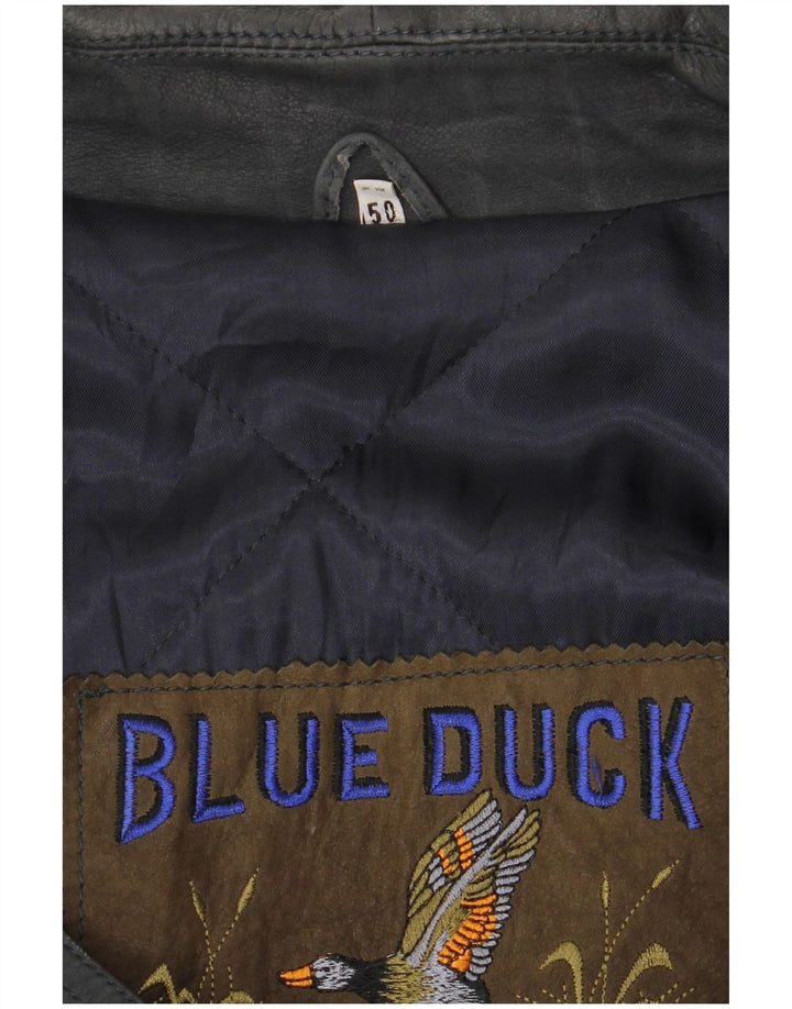 Blue Duck Manteau en cuir pour homme IT 50 Large Bleu marine