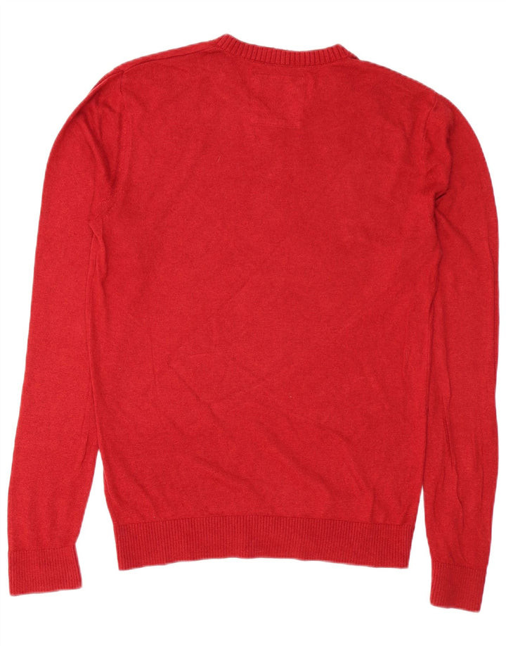 Hollister Pull Col V Homme Rouge Moyen Coton