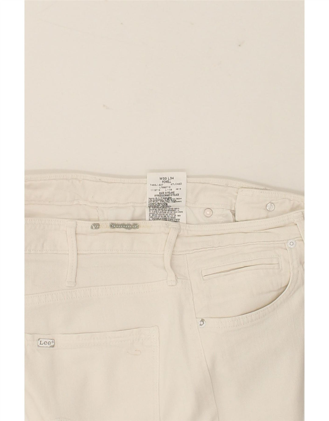 LEE Womens Powell Straight Jeans W33 L34 White Cotton Vintage Lee and Second-Hand Lee from Messina Hembry 