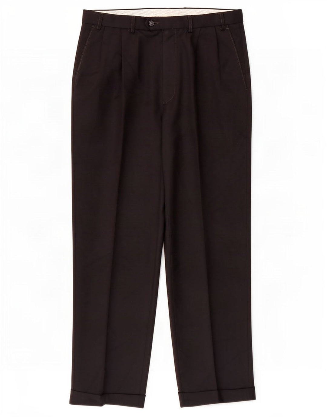 Marks & Spencer Pantalon de Costume Droit Homme W36 L31 Bleu Marine Polyester