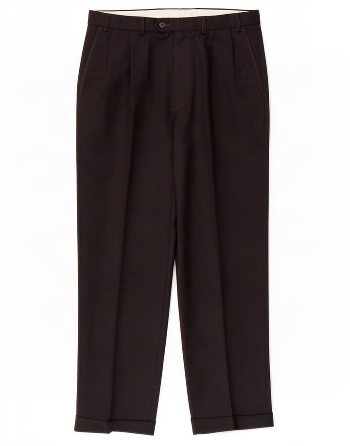 Marks & Spencer Pantalon de Costume Droit Homme W36 L31 Bleu Marine Polyester