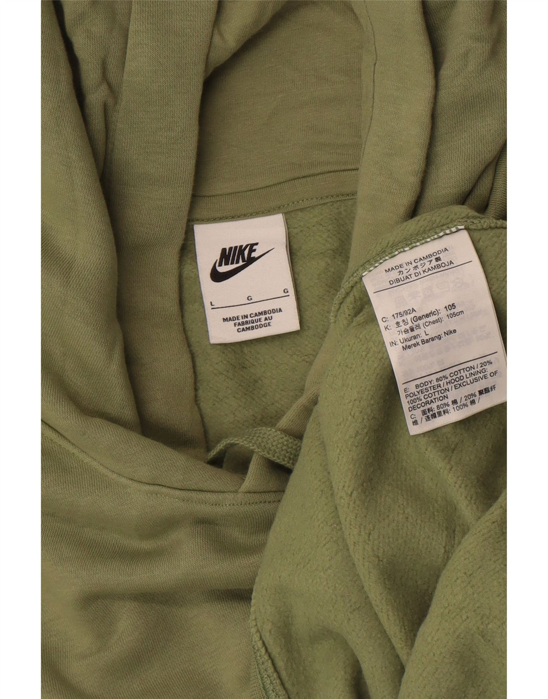 Nike Pull à capuche pour homme en coton vert Taille L
