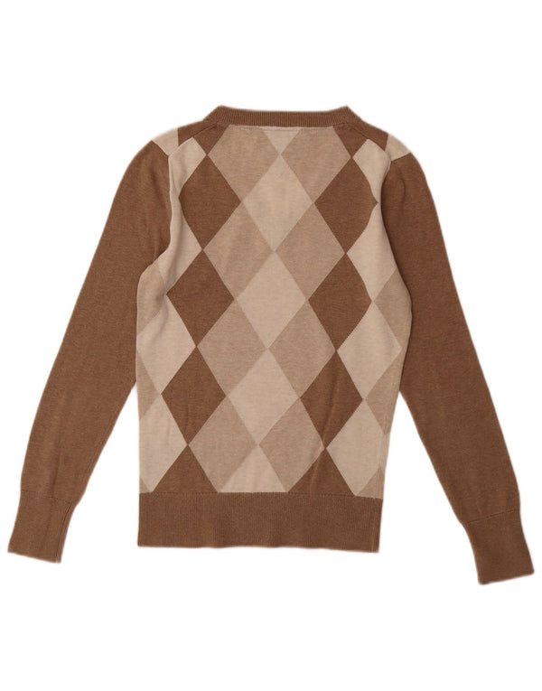 TOMMY HILFIGER Pull col en V pour femme UK 10 Small Marron
