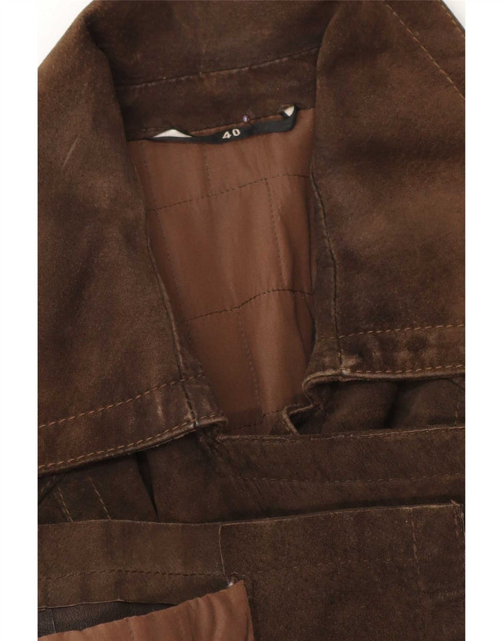 vintage Femme Daim Double Breasted Manteau IT 40 Petit Marron