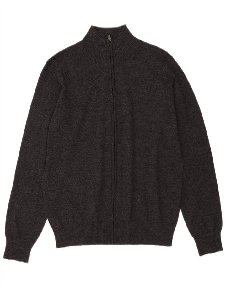 Zara Homme Pull Cardigan Gris Moyen Laine