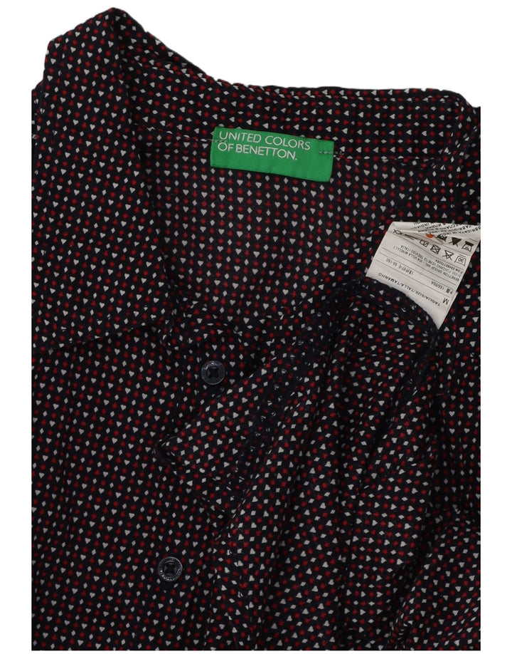 BENETTON Chemise à motif abstrait pour femme UK 14 Coton multicolore moyen