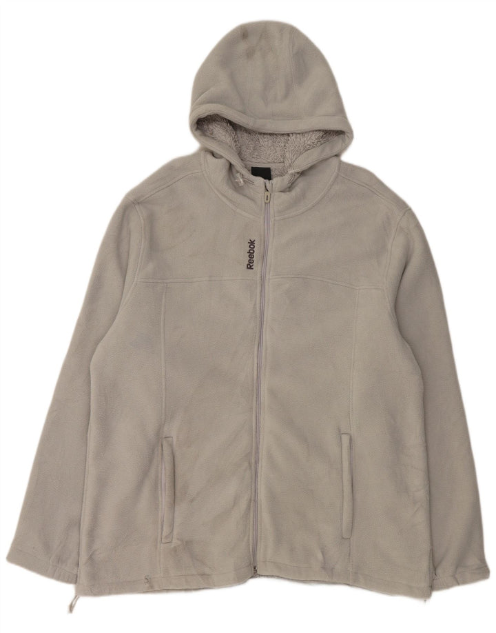 Reebok Veste polaire à capuche pour homme UK 42 XL Gris Polyester