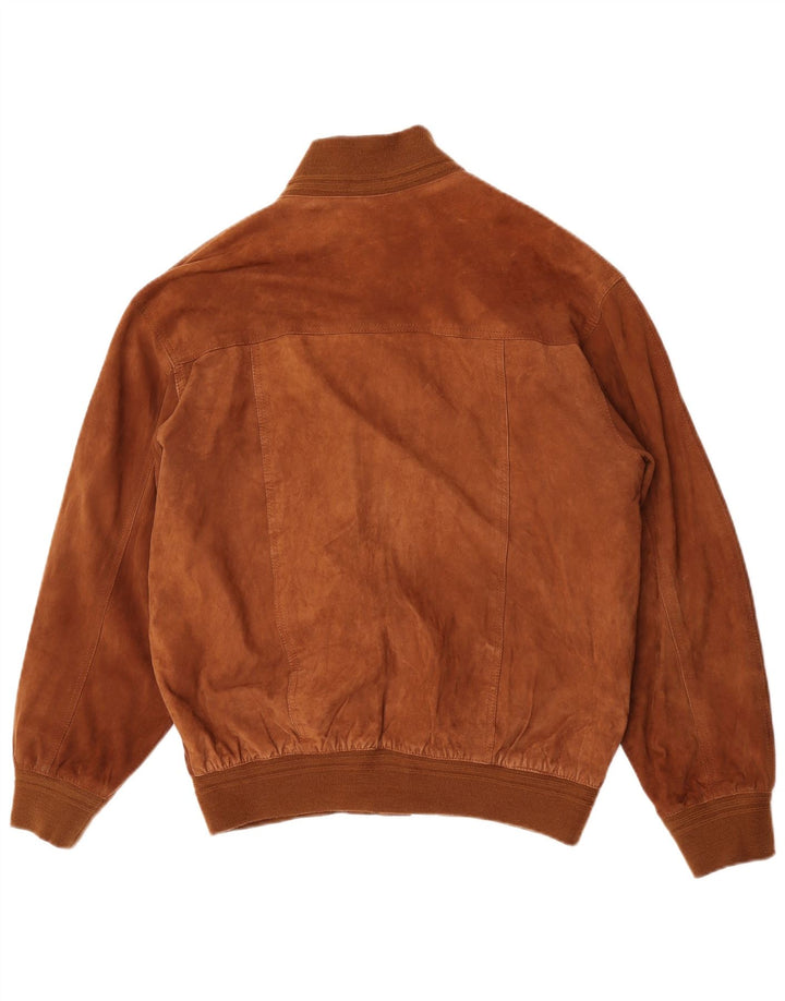 vintage Mens Suede Bomber Jacket EU 52 XL Cuir Marron