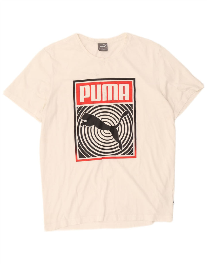 Puma T-shirt graphique pour hommes, grand, blanc, coton