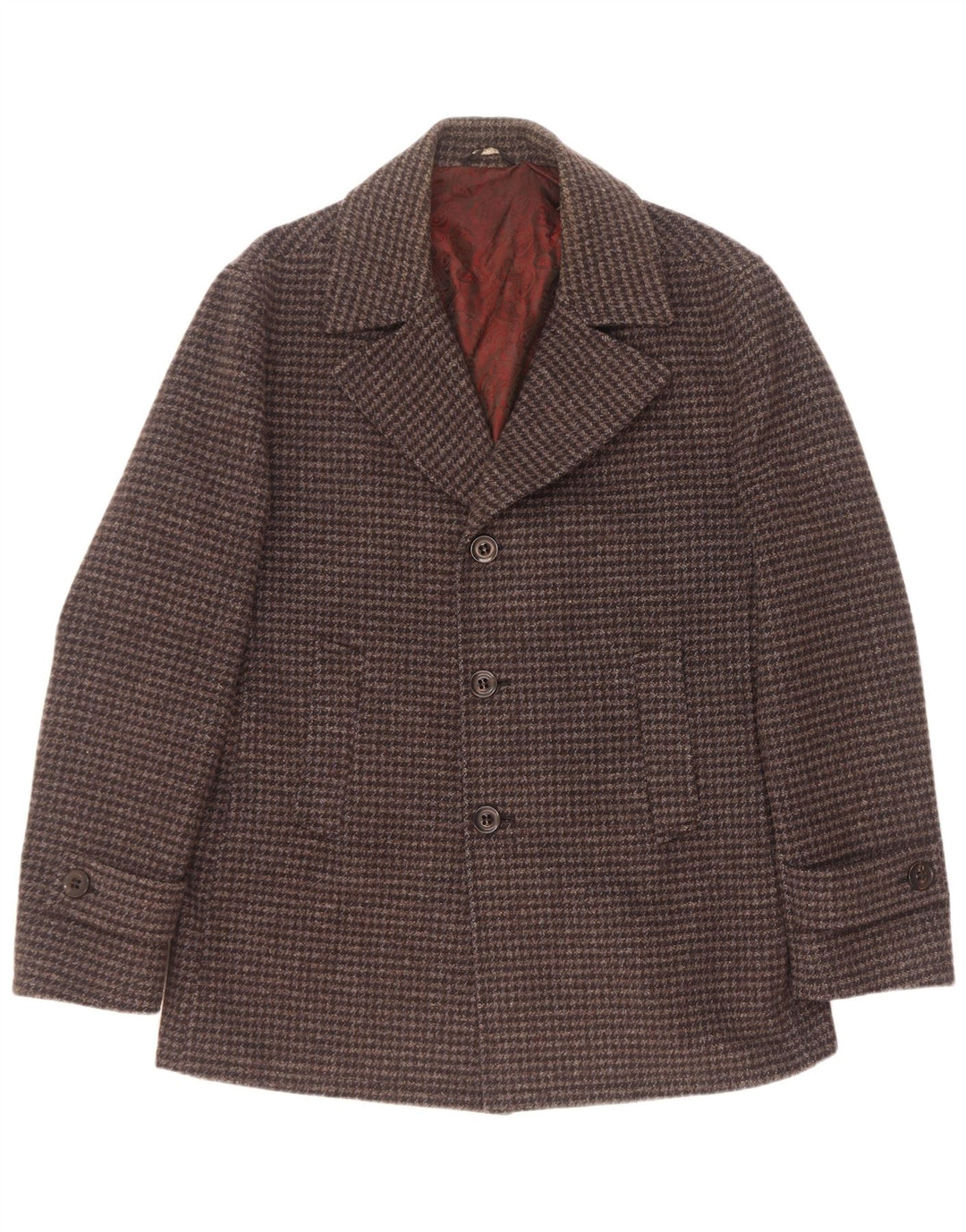 caban homme vintage IT 54 XL laine pied-de-poule gris