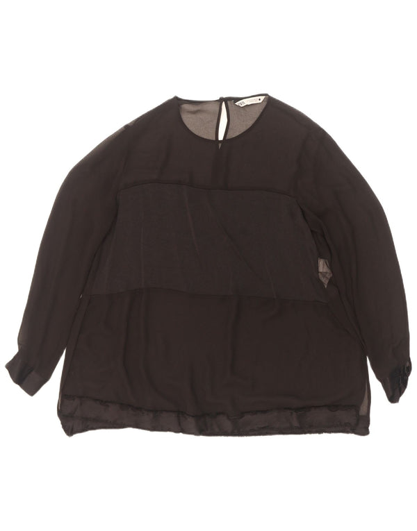 Zara Chemisier à manches longues pour femme UK 10 Petit Noir Polyester