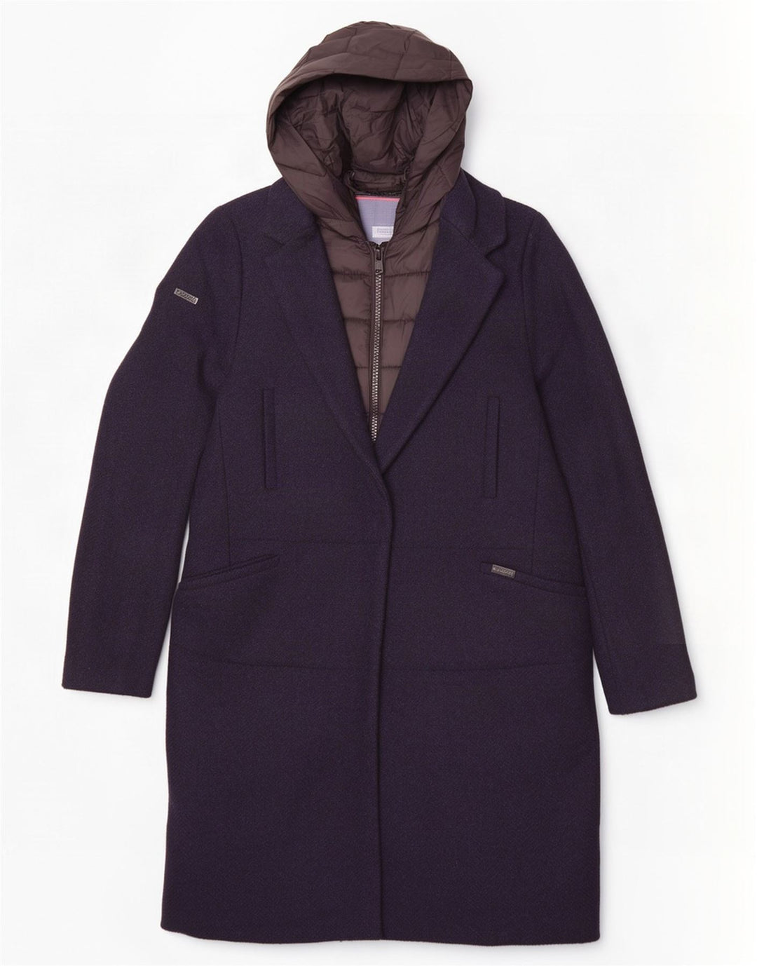 Superdry Manteau à capuche pour femme UK 10 Small Bleu marine Laine