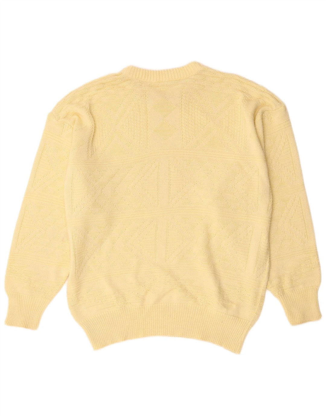 vintage Mens Boat Neck Jumper Pull Grand Jaune