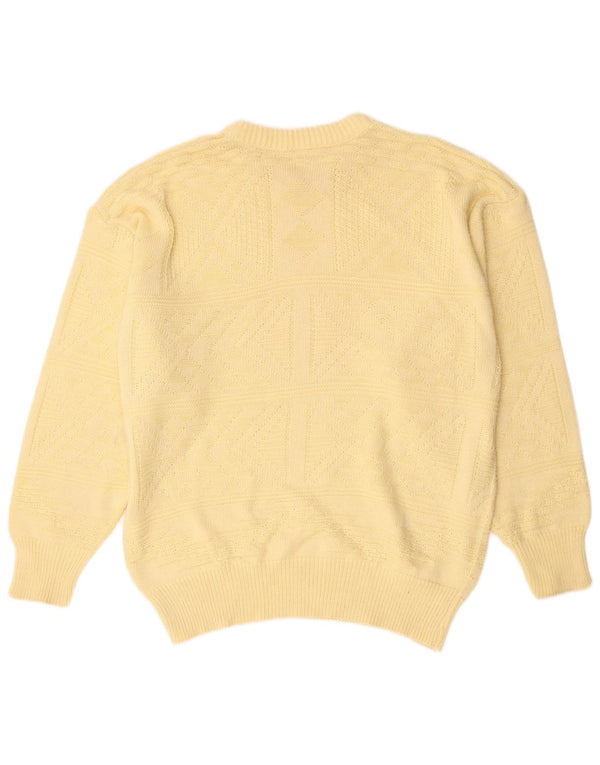 Vintage Mens Boat Neck Jumper Sweater Large Yellow