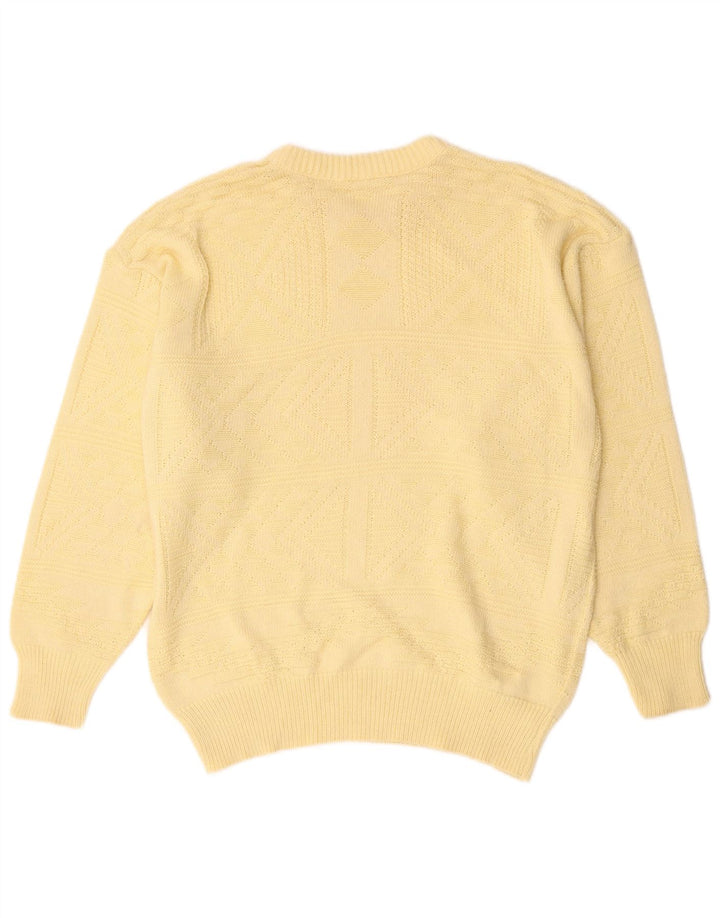 vintage Mens Boat Neck Jumper Pull Grand Jaune