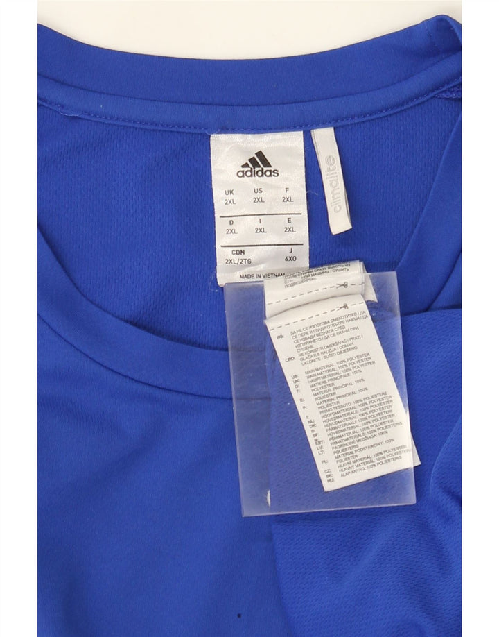 Adidas Climalite T-Shirt Top 2XL Bleu Colorblock Polyester
