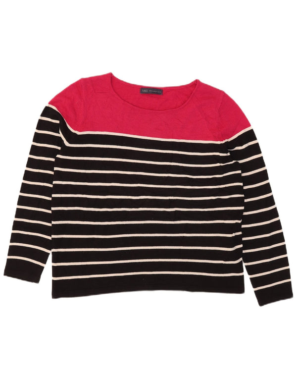 Marks & Spencer Pull col bateau pour femme UK 16 Large Noir Rayé