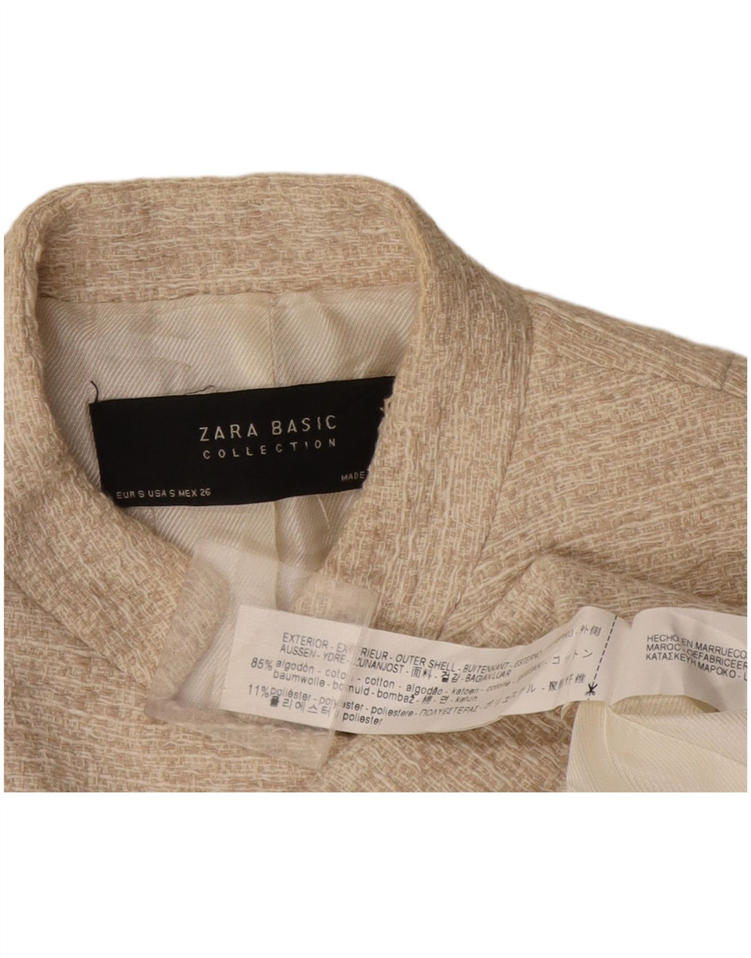Zara Womens Open Overcoat UK 10 Petit Coton Beige